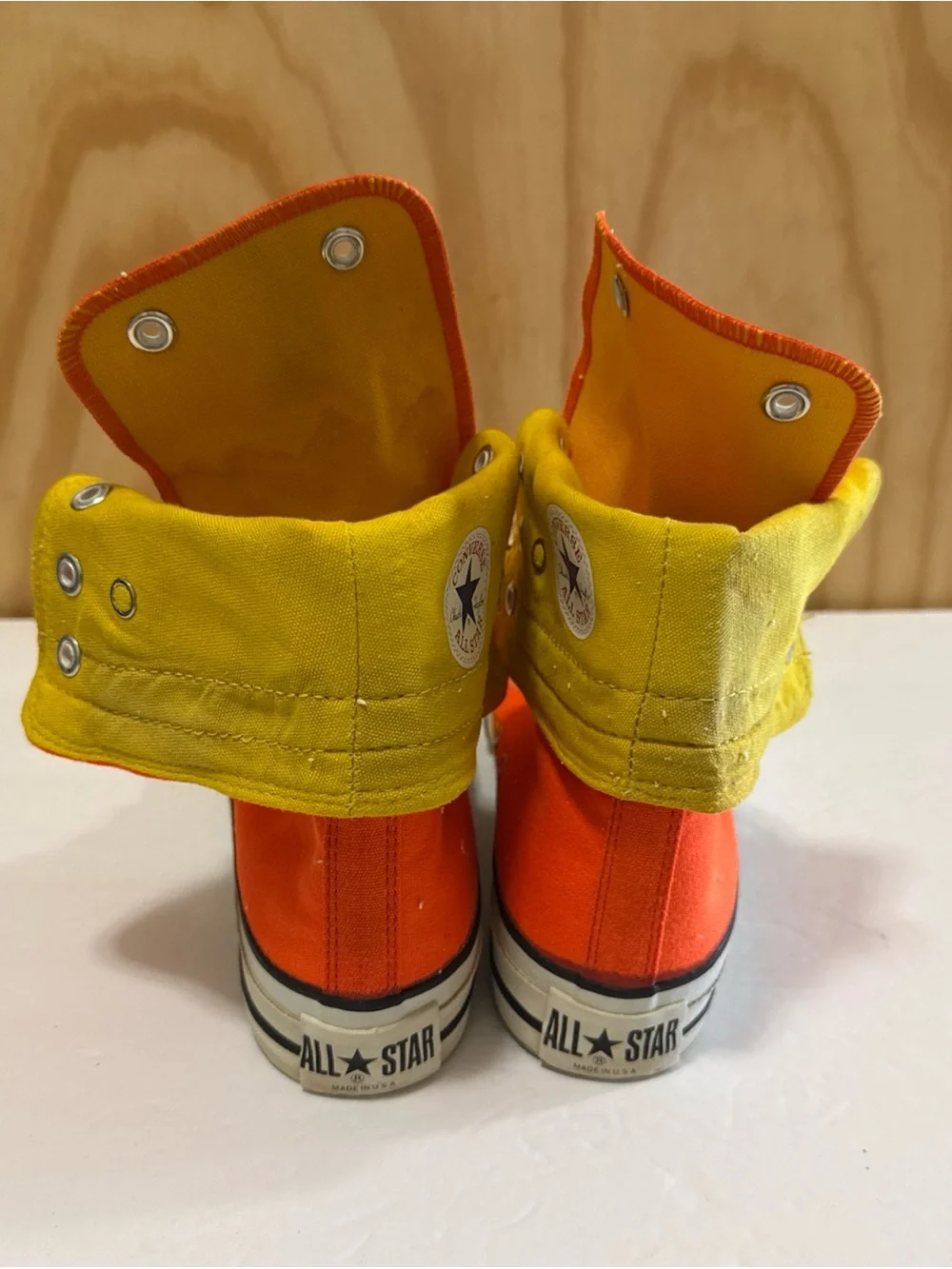 Vintage 70's converse allstar hi-top orange sneakers US sz 9 - Picture 4 of 9